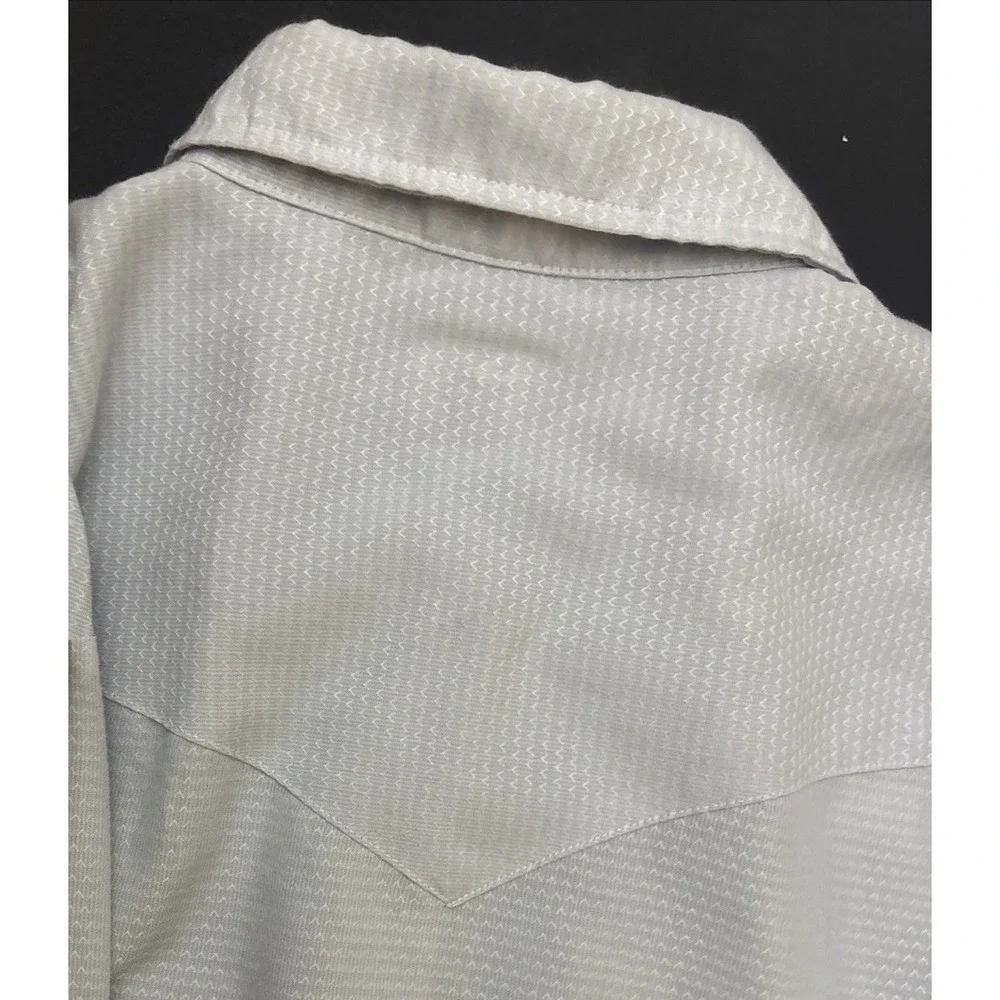 Western Karman  Pearl Snap Shirt Men's Ivory Long Sleeve Size XL Extra long tail
